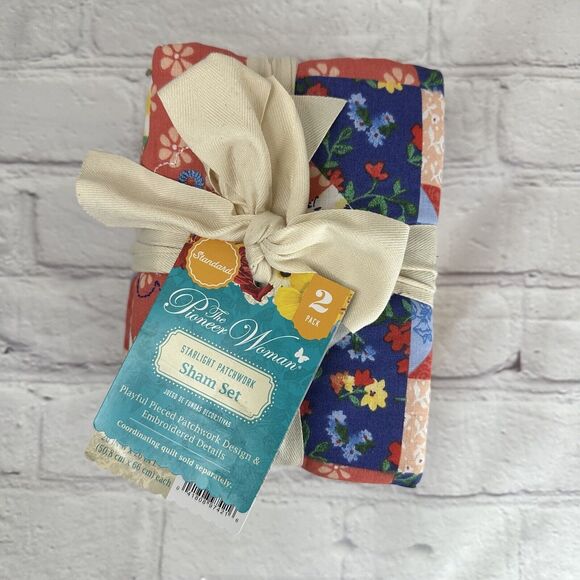 Pioneer Woman Starlight Patchwork Quilted King Pillow Shams 2 Pc NWT Farmhouse - Picture 8 of 11